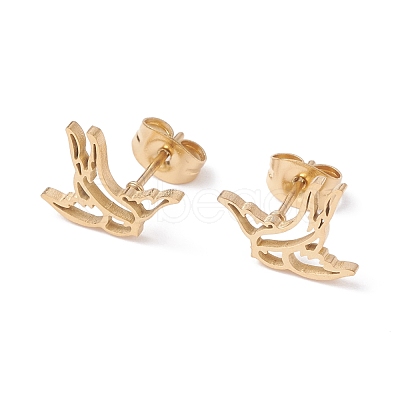 Swallow Shape 304 Stainless Steel Stud Earrings for Women EJEW-Z017-12G-1