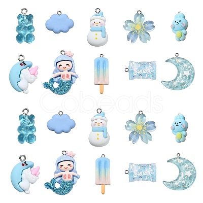 30Pcs 10 Styles Opaque & Transparent Resin Pendants RESI-CJ0003-02-1
