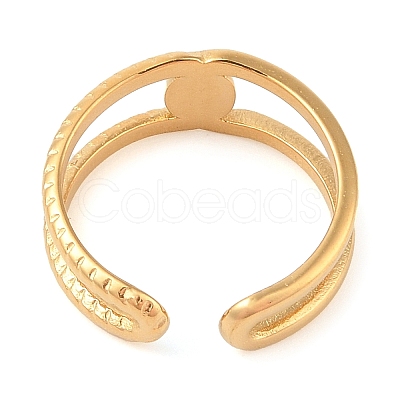 Ion Plating(IP) 304 Stainless Steel Open Cuff Rings for Women RJEW-Z057-10G-04-1