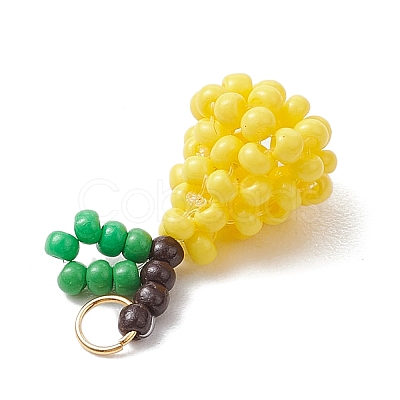 Handmade Glass Seed Beaded Pear Pendants PALLOY-MZ00486-1