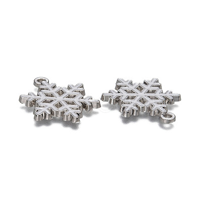 Snowflake Alloy Enamel Pendants ENAM-R041-34-1