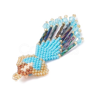 Glass Seed Beaded Angel Pendants PALLOY-MZ0089296-01-1