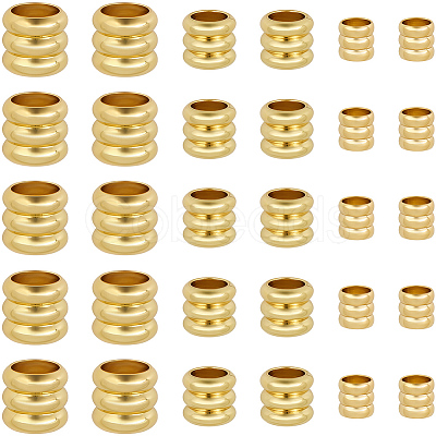 120Pcs 3 Styles Rack Plating Brass Beads KK-BBC0023-42-1