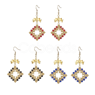 3 Pairs Glass Dangle Earrings EJEW-MZ00709-1