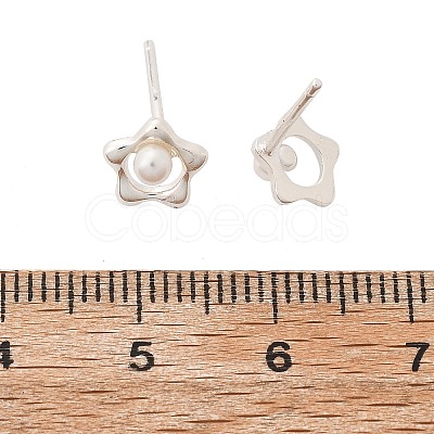 925 Sterling Silver Stud Earrings EJEW-D317-01S-1