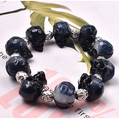Skull Head Beads Bracelet Silicone Molds X-DIY-L021-61-1