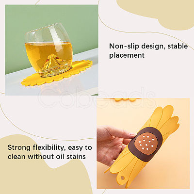 2Pcs 2 Style Flower Silicone Hot Pads AJEW-GF0011-17B-1