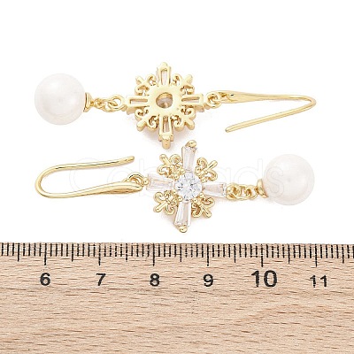 Brass Micro Pave Clear Cubic Zirconia Dangle Stud Earrings EJEW-F362-08G-1