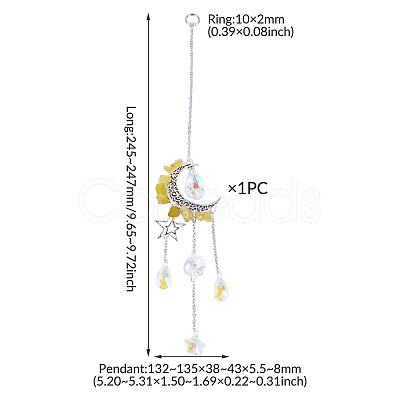Moon & Star Alloy Hanging Ornaments HJEW-TADJ0022-1