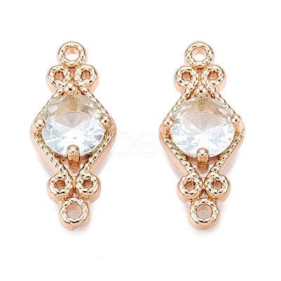 Brass Pave Faceted Glass Connector Charms FIND-T070-03G-1