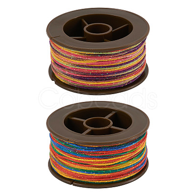 2 Rolls 2 Colors Segment Dyed Round Polyester Twisted Cords OCOR-TA0003-59E-1