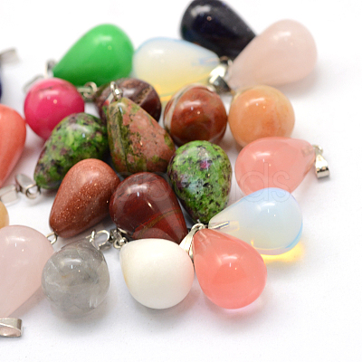 Teardrop Natural & Synthetic Mixed Stone Pendants G-Q435-M-1