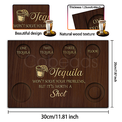 Wood Shot Glasses Tray AJEW-WH0423-003-1
