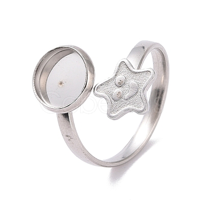 Non-Tarnish 304 Stainless Steel Open Cuff Ring Findings STAS-E124-03P-1