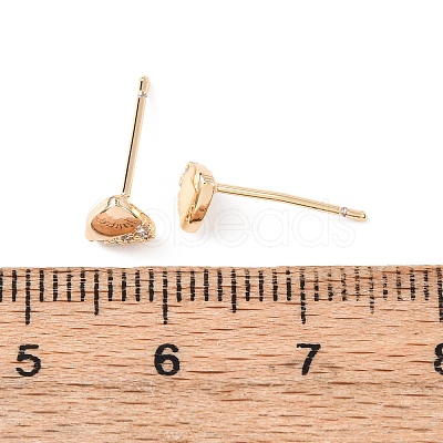 Brass Micro Pave Clear Cubic Zirconia Triangle Stud Earrings EJEW-L278-03G-1