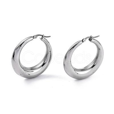 Tarnish Resistant Ring 304 Stainless Steel Hoop Earrings EJEW-O032-02P-1