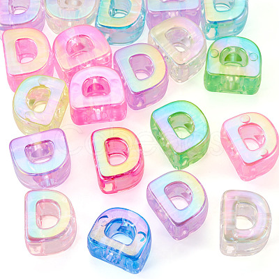 20Pcs UV Plating Transparent Acrylic European Beads OACR-TADJ0001-19D-1