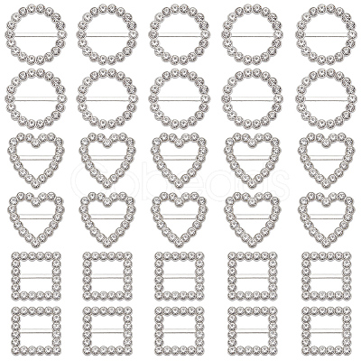 60Pcs 3 Styles Alloy Rhinestone Slider Buckles FIND-CY0001-92-1