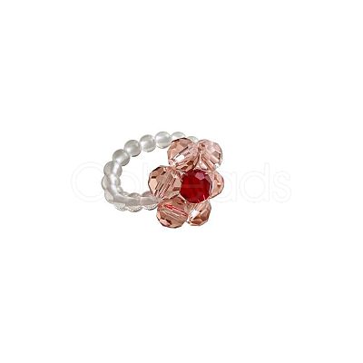 Flower Glass Bead Finger Rings FS-WGA48DA-01-1