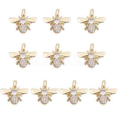 10Pcs Rack Plating Brass Micro Pave Cubic Zirconia Pendants ZIRC-SZ0004-24-1