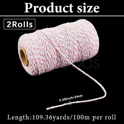 2 Rolls Macrame 2-Ply Cotton Braided Thread MAKN-CY0001-01C-1