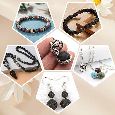 5 Strands Natural Lava Rock Round Beads Strands G-LT0001-02B-02-1