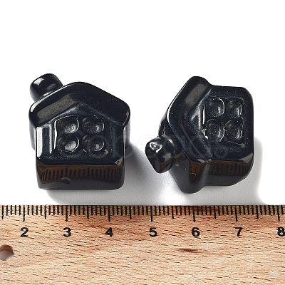 Natural Obsidian Carved Healing House Figurines DJEW-P015-01F-1