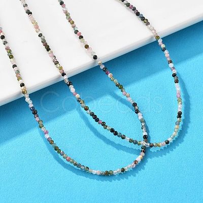 Natural Multicolor Tourmaline Beaded Necklaces NJEW-JN02492-08-1