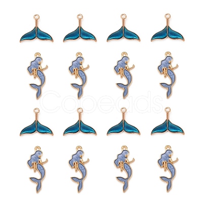 50Pcs 2 Style Alloy Enamel Pendants ENAM-LS0001-10LG-1