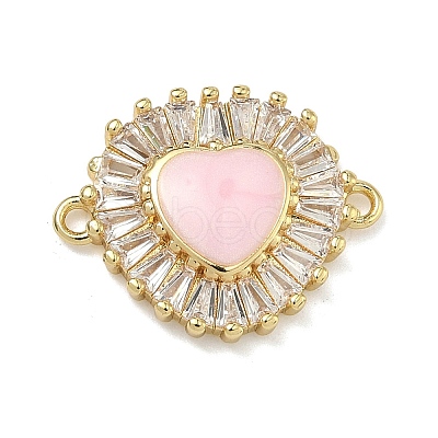 Brass Pave Clear Cubic Zirconia Connector Charms KK-A293-12G-05-1
