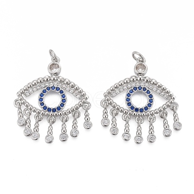 Brass Micro Pave Clear Cubic Zirconia Pendants KK-F821-16P-1