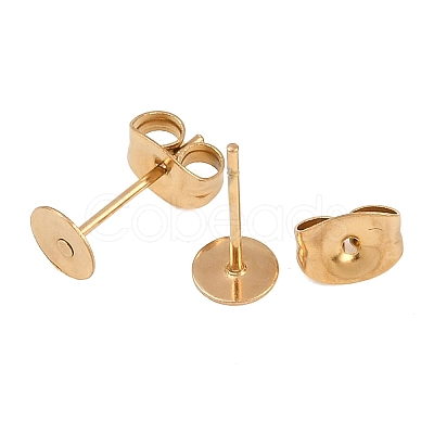 Ion Plating(IP) 304 Stainless Steel Stud Earring Findings X-STAS-H436-24G-5mm-1