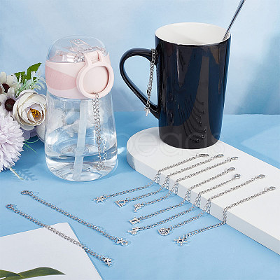 12 Constellation Alloy Rhinestone Cup Handle Pendant Decoration HJEW-AB00383-1