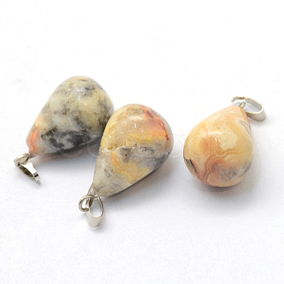 Teardrop Natural Crazy Agate Pendants G-Q435-22-1