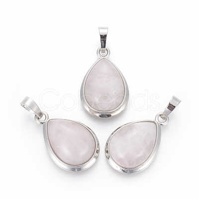 Natural Rose Quartz Pendants G-L512-C22-1