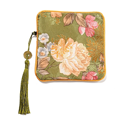 Chinese Style Floral Cloth Jewelry Storage Zipper Pouches AJEW-D063-01C-1