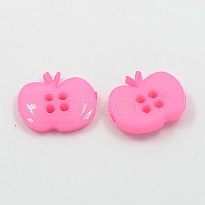 Mixed Color 4-Hole Apple Acrylic Buttons for Clothes Accessories Crafts X-BUTT-E038-M-1
