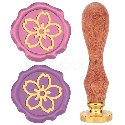 Brass Wax Seal Stamps with Wood Handle AJEW-WH0412-0085-1