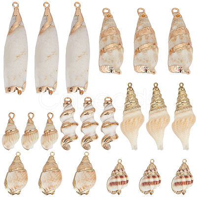 21pcs 7 styles Electroplate Shell Shapes Pendants SHEL-SC0001-57-1