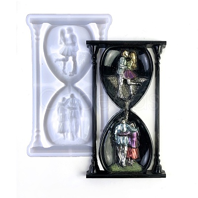 Valentine's Day Sandglass with Couple DIY Wall Decoration Statue Silicone Molds SIL-F007-11-1