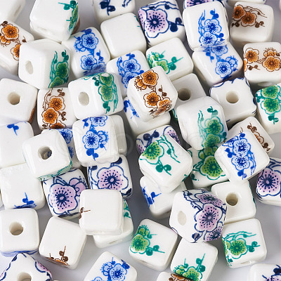 72Pcs 4 Color Handmade Porcelain Ceramic Beads Strands PORC-FW0001-01-1