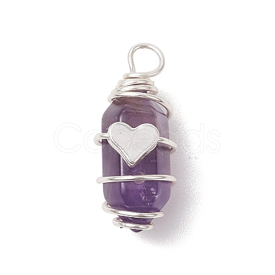 Bullet Shape Gemstone Pendants PALLOY-JF03215-1