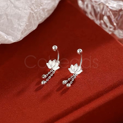 999 Fine Silver Flower Ear Plug Gauges EJEW-P296-09S-1