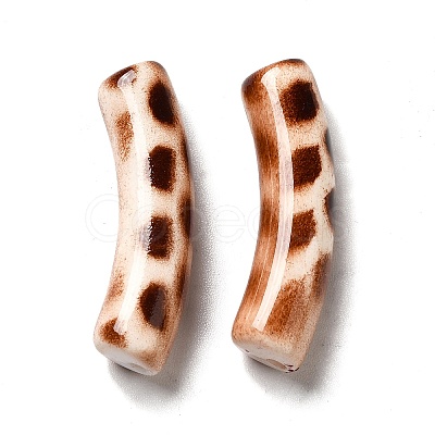 Spray Painted Leopard Print Opaque Acrylic Beads OACR-L013-036-1