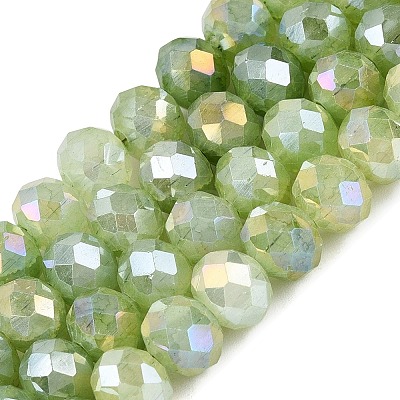 Electroplate Crackle Imitation Jade Glass Beads Strands LS-EGLA-Q131-02C-03-1