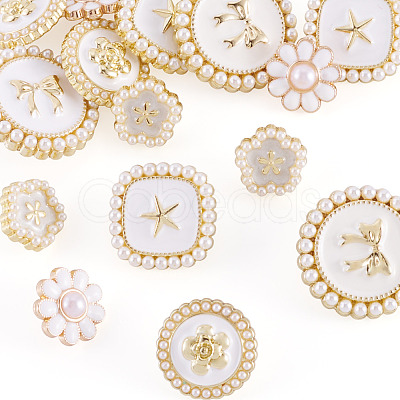 15Pcs 5 Styles 1-Hole Alloy Enamel Shank Buttons BUTT-TA0001-47A-1