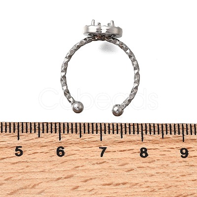Heart 304 Stainless Steel Adjustable Cuff Ring Components STAS-H237-02C-P-1