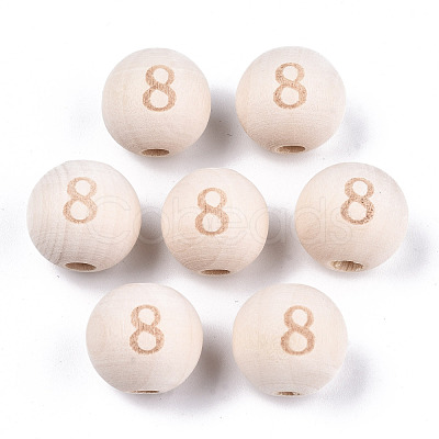 Unfinished Natural Wood European Beads WOOD-S045-141A-8-1