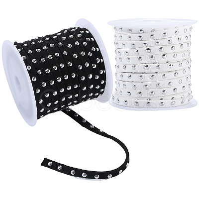 2 Rolls 2 Colors Faux Suede Cord with Aluminum Rivets OCOR-CY0001-03P-1
