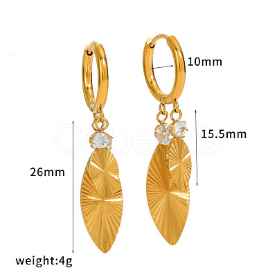 304 Stainless Steel Clear Cubic Zirconia Hoop Dangle Earrings WG245AC-04-1